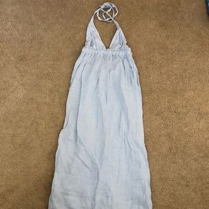 Calypso Blue Linen Maxi Dress